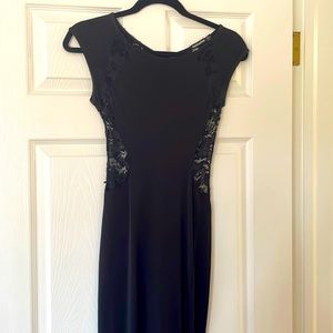 Petite Maxi Dress with Lace Cut Outs - Black Size 2